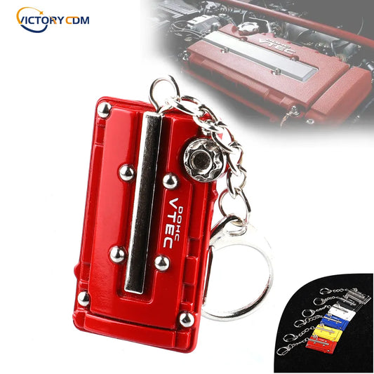 Metal Key Chain Car JDM Turbo Key Ring Vtec DOHC B16 Series Engine